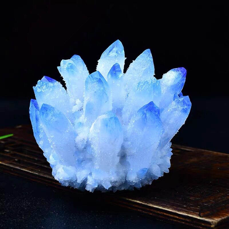 批发天然水晶簇蓝水晶簇家居办公装饰工艺品白水晶簇原石摆件