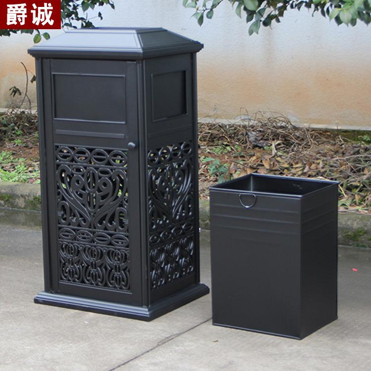 直销室外铸铝垃圾桶花园别墅铸铁垃圾箱欧式庭院铝板垃圾桶