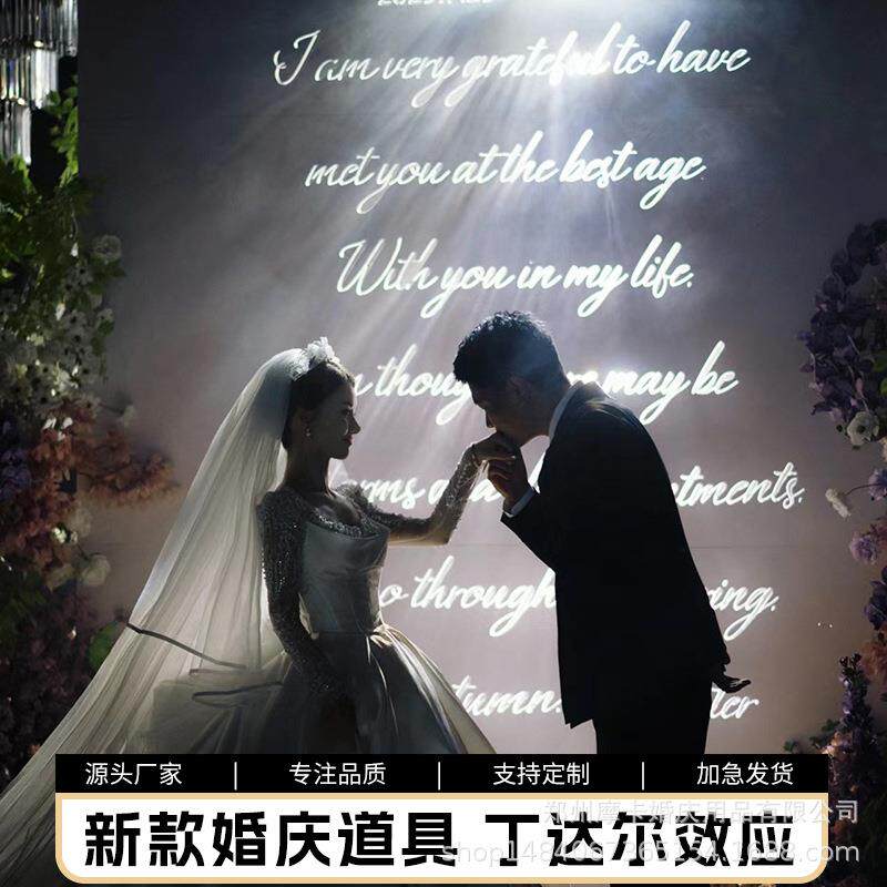 新款婚庆铁艺丁达尔效应背景灯箱韩式婚礼舞台背景灯光道具摆件灯