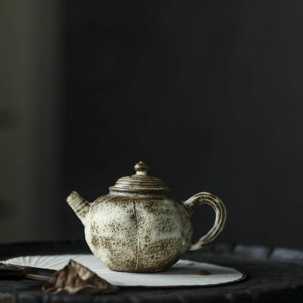 陶艺家系列纯手作粉引茶壶柴烧壶日式复古手抓壶宝瓶粗陶茶壶茶具