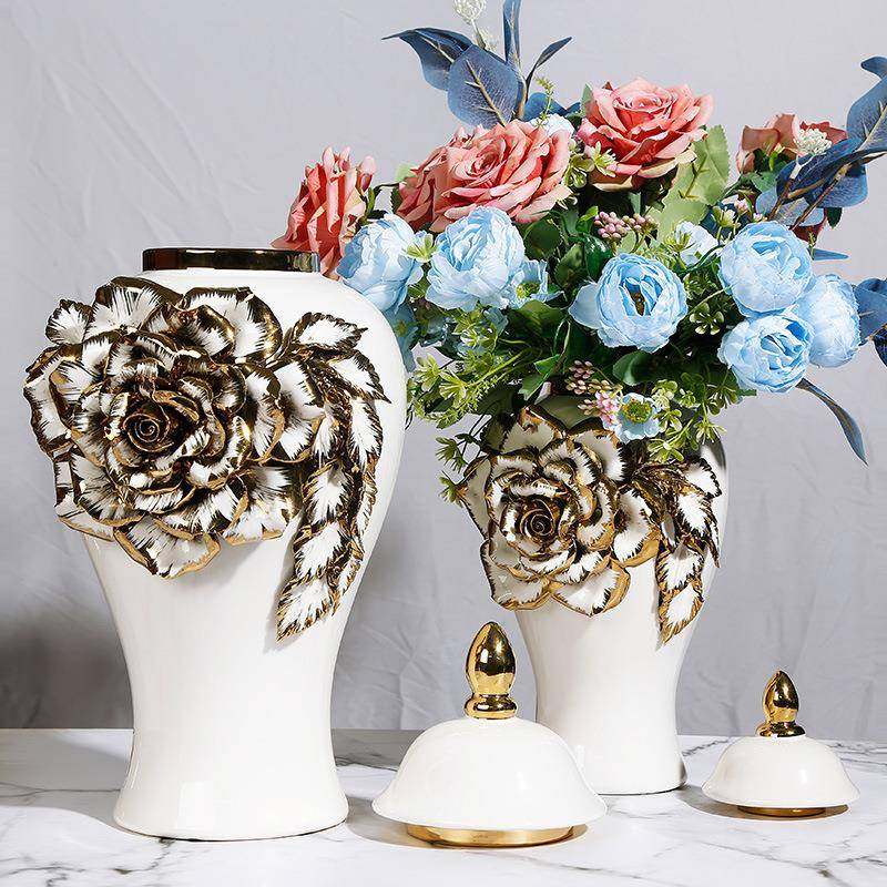 陶瓷新款电镀贴花金色将军罐欧式花插花瓶工艺品摆件装饰储物罐,机械设备,其他机械设备,淘宝优惠券,粉丝福利购,淘宝优惠卷