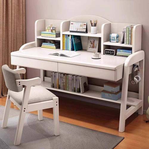 实木书桌儿童书桌中小学生家用卧室台式电脑桌升降孩