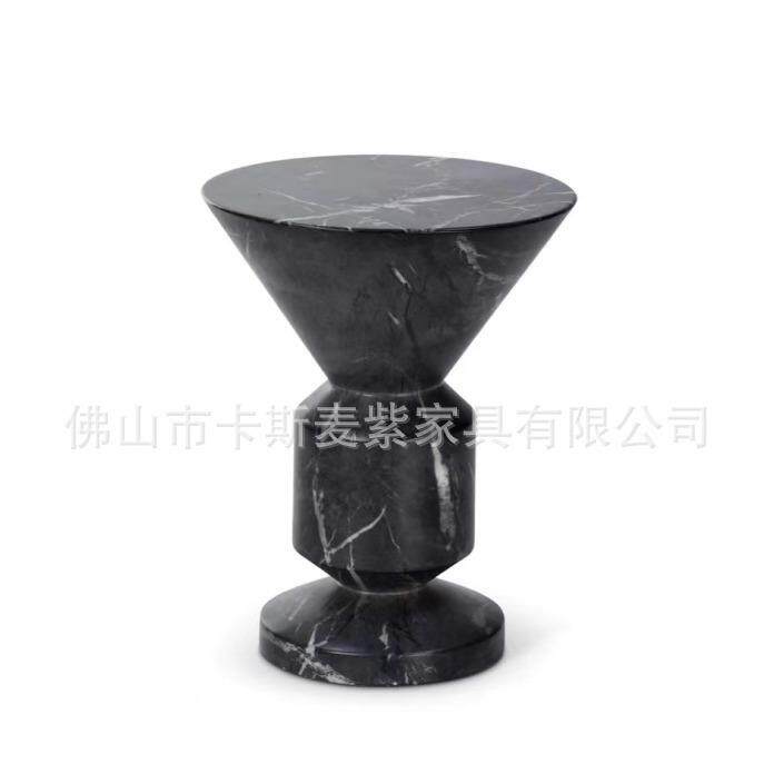 意大利设计师进口大理石圆形边几沙发客厅角几样板房异形小茶几