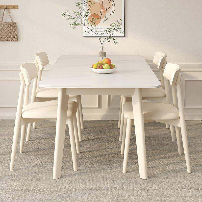奶油风实木岩板餐桌椅组合现代简约长方形家用小户型吃饭西餐桌子,纺织面料/辅料/配套,纺织机械配件,淘宝优惠券,粉丝福利购,淘宝优惠卷