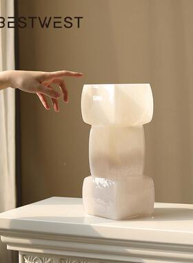 中古花瓶玻璃轻奢养高级感摆件客小厅餐桌水插花器绝皿WG2496美设