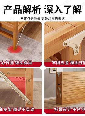 K8竹床单人折叠床竹子双人午简易家成UTQ人凉床出租房硬板竹休板