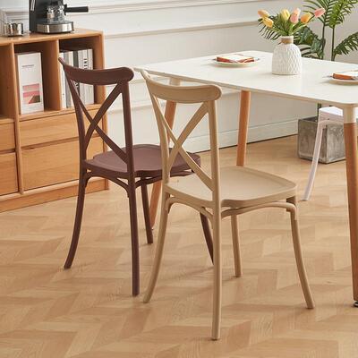 厂家直简约ins宴塑料椅供料交叉椅婚庆椅会椅75892酒店餐厅靠背塑