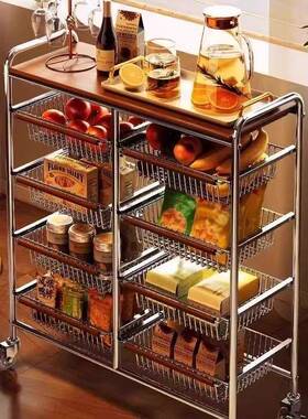 厨房物多架落地多层移动菜JYU篮客子果蔬收纳筐中古风厅功能小置