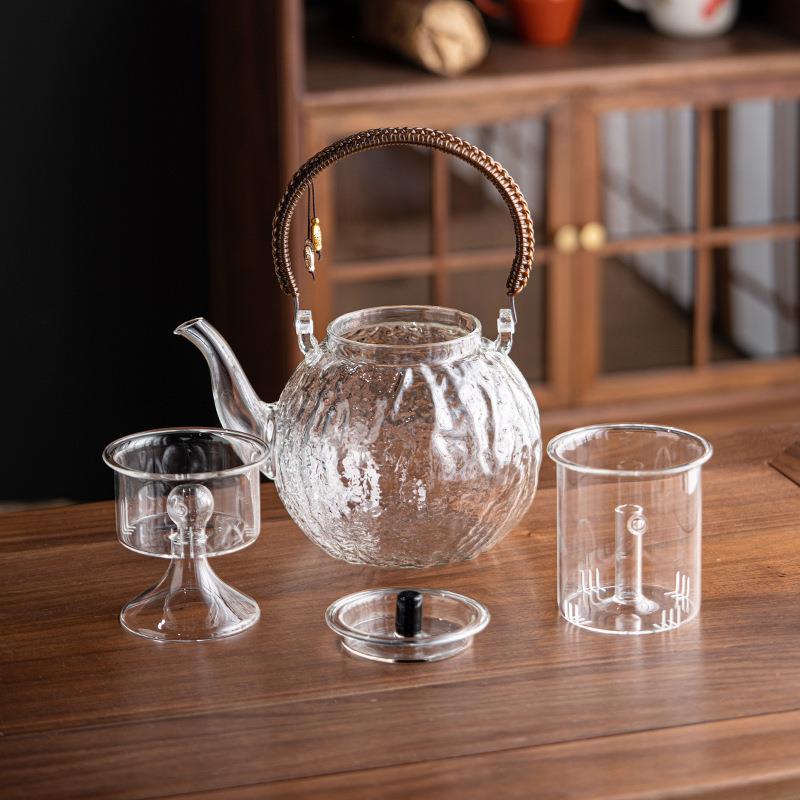提梁壶蒸茶明器煮茶炉玻璃红茶泡壶茶耐高YYH-A78温火煮茶茶具煮