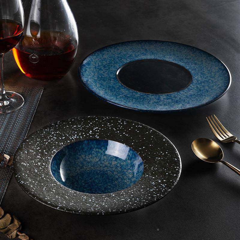 窑变色釉陶瓷汤盘子碗创沙拉餐DGK帽盘料西餐厅意意面深盘日式理