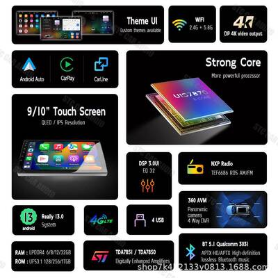 车780S9寸10寸8核大屏通安卓导航用套框机GPS倒车778中控导航一体