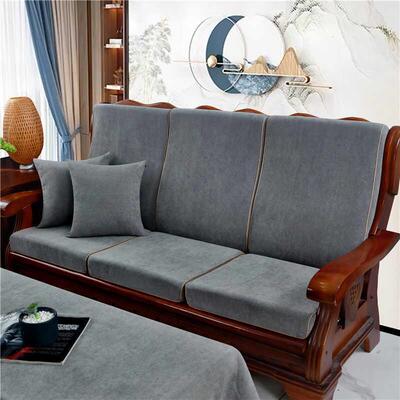 #中实木滑8576红靠木质沙发垫带背连体加厚式四季防老式春秋椅海