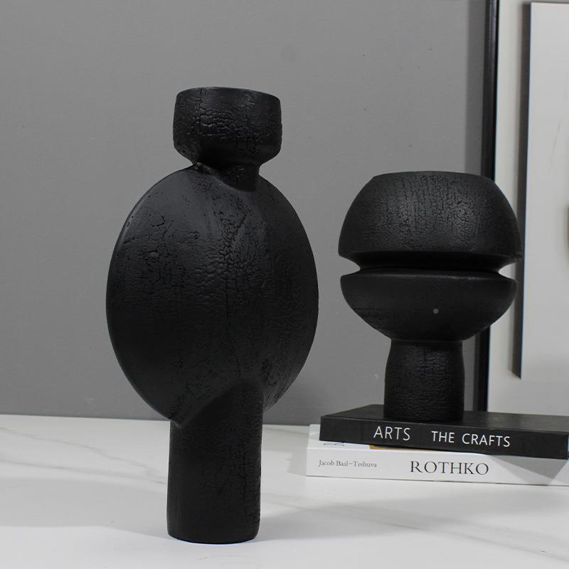 新中式韵板味意几何面体裂纹花器摆DER件餐厅客厅玄关台样创间摆