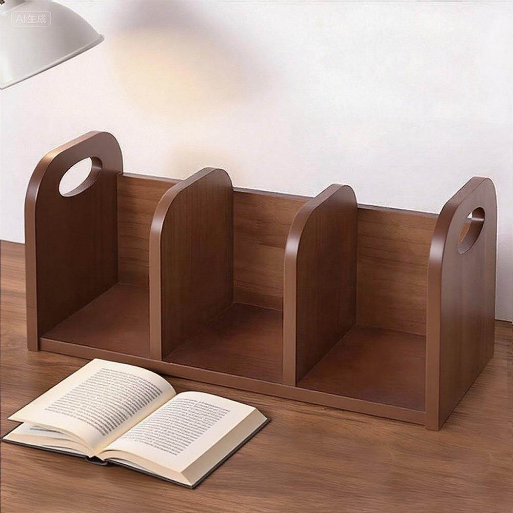 办公室工位桌上书架实木桌面书立卧室宿舍书本收纳置物架木质书柜