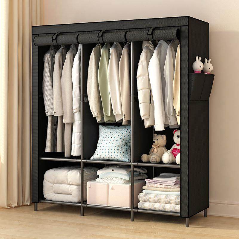 衣柜家用卧室简易组装布衣柜出租房用钢管加粗加固宿舍