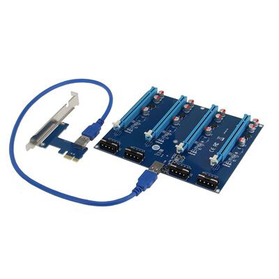 pcie转pcie转接卡1拖4pci-e转pcie1x插槽扩展卡一转四1转4扩展