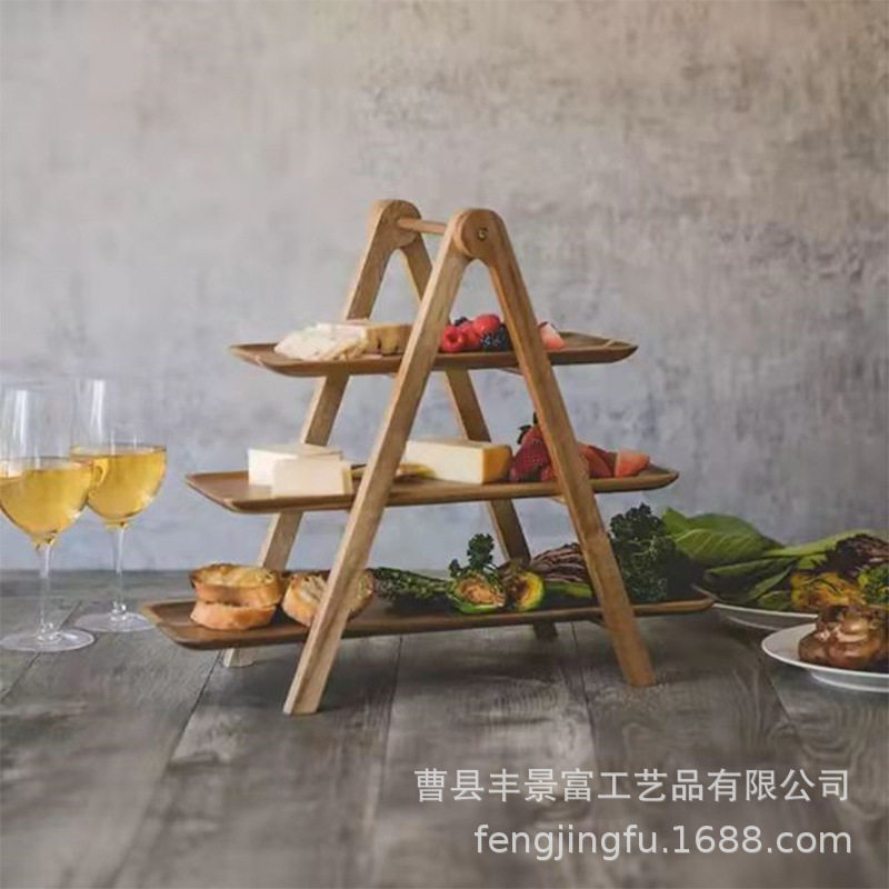 双层火锅架配菜收纳架子可折叠饭菜托盘支架日式小吃托盘多层收纳