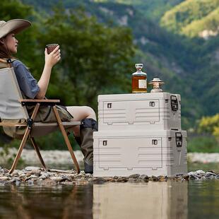 手提收纳箱户外储露营可折叠箱物箱大容量带盖箱桌一体2030折收纳