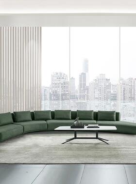 IPQ创意商务皮艺沙发弧形尚简约时闲办公室会客组区接待沙发休茶