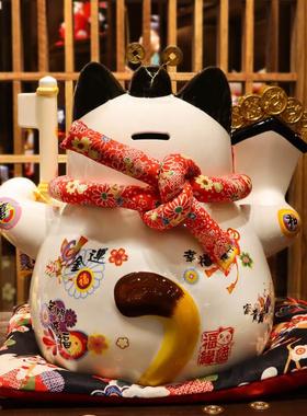 14寸特大招财猫别墅玄乔关招财陶瓷招财猫件迁送礼摆招86152财号