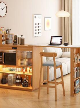 XTH体吧台餐柜一实木日式小户型伸缩折叠餐桌窄岛台家用客厅边断