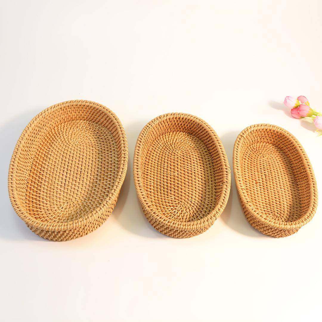 收纳托筐房点水果面包盘果盘篮厨子椭圆藤编果盘藤心编手工小馒头,收纳整理,脏衣篮,淘宝优惠券,粉丝福利购,淘宝优惠卷