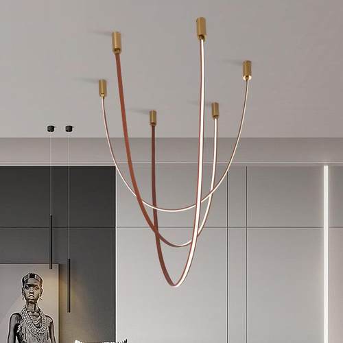 彩色硅胶餐吊代灯现简约客X6608厅展厅别墅楼梯间复式皮革皮厅带