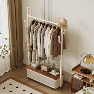 家用简衣帽收架实用挂衣ETT约架动纳实木胡桃木色仙移人掌衣架
