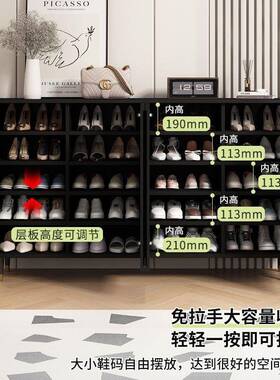 黑色鞋柜OCC法式简约家用入玄户门口架关储物柜网靠墙一体红鞋玄