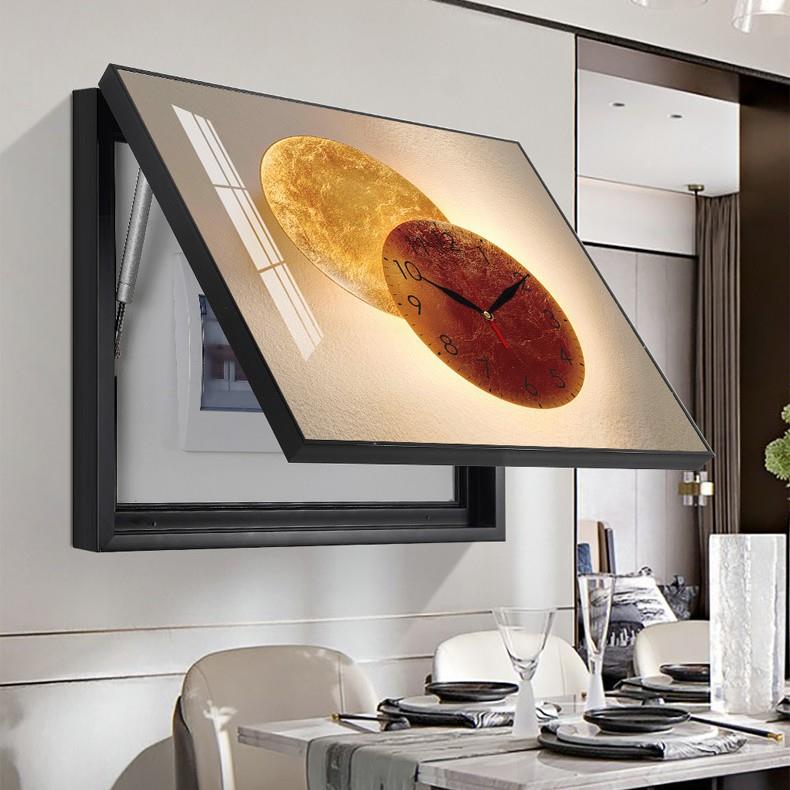 现代轻奢电表箱装饰带钟表打VUU孔电闸画箱挂遮挡客厅免钟配电箱