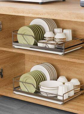 34不收锈钢沥水碗架橱柜内置单层厨0房盘抽屉消毒柜放H-080C碗碟