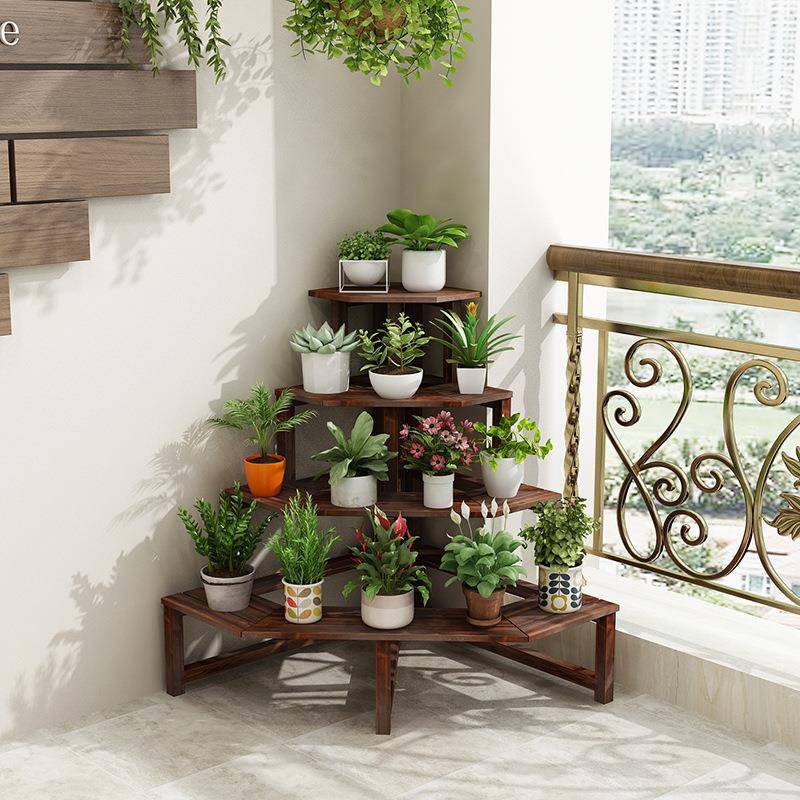 木花架带轮花子多层家用移动实制JTHJ转角拐角放盆花的架子阳台墙