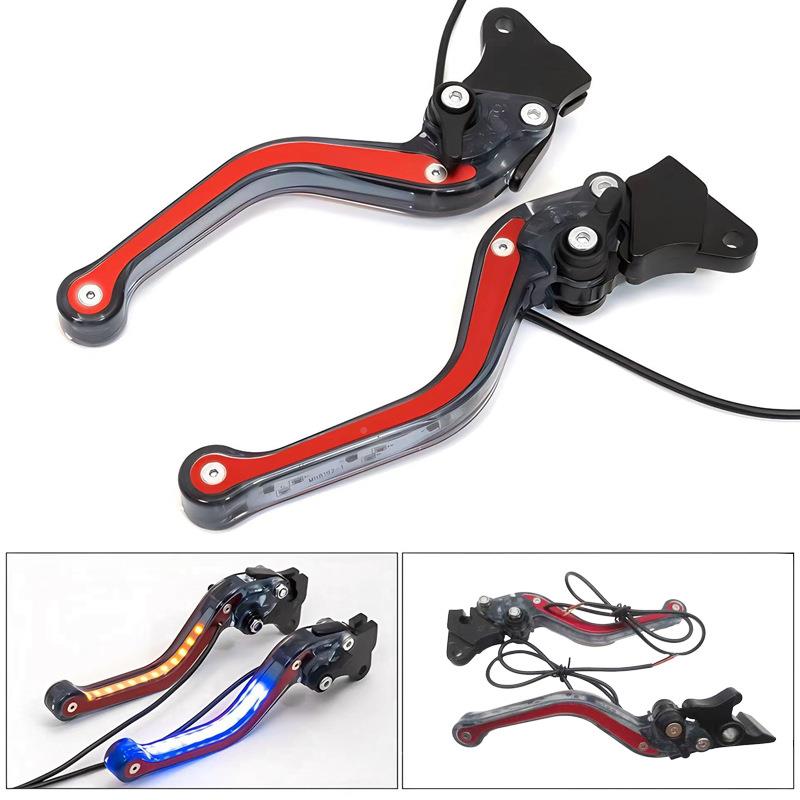 C摩托-车电动车车配件NC改装碟带灯牛角前后刹手柄刹离合手把