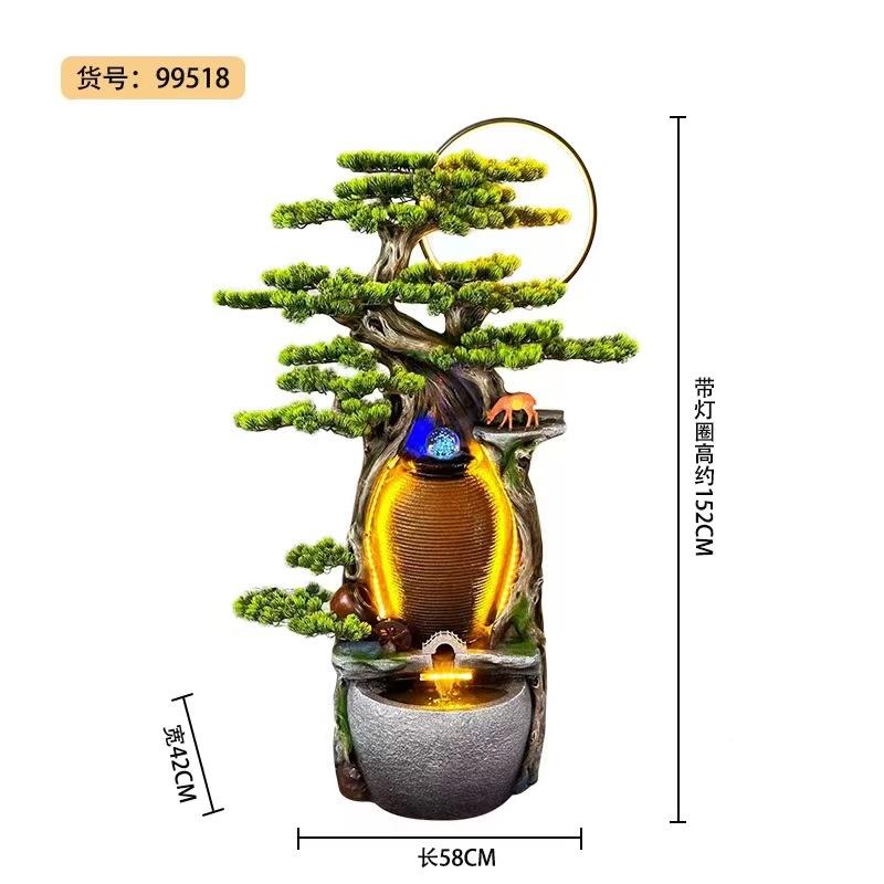 假山阳流摆件水环水鱼缸JQC落地招财水景循造景别墅庭院台客厅装