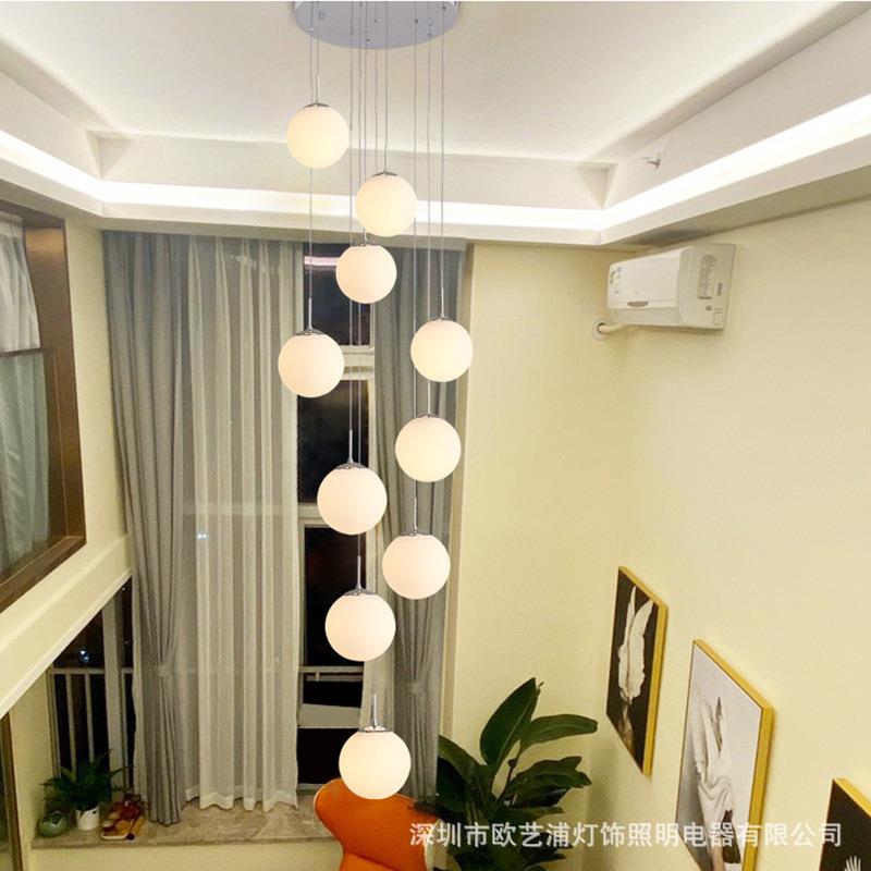 复式梯吊灯l北oft中空楼楼别墅大现2005代欧简约旋转楼梯灯长家居