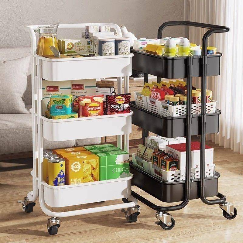 小推车置物架厨客厅手推车置可移动零杂物落地收纳架子手食推房车