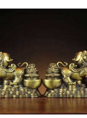 铜貔貅GCK摆件一对皮黄铜运家财貔大号丘貅财富貔貅礼品居厂家