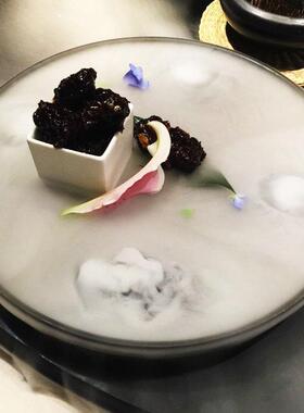 创盘意陶瓷干盘意境菜私房菜海子鲜刺身盘冰分BMP料理哑光黑色冷