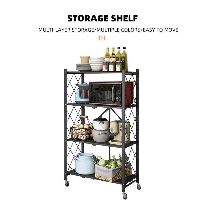 免用力子-46安物装厨房折叠置物架多层落地收纳架微波炉家储收架,收纳整理,书桌收纳置物架,淘宝优惠券,粉丝福利购,淘宝优惠卷