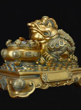 足金蟾饰聚宝盆摆件铜金蝉三蟾蜍公司店3032室铺办公装品开业送礼