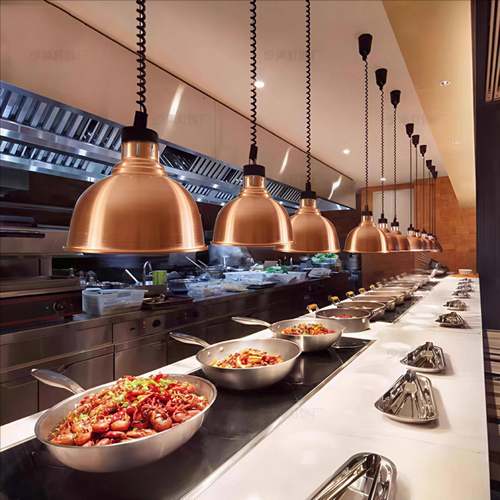 食物863温加热灯灯快餐店自助厨菜房食品热超市干货烤保伸缩暖食