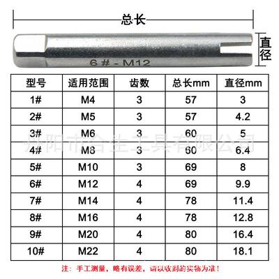 10p断头丝锥取出器 M4-M取24312手用丝c器断丝反攻牙丝锥工具套装