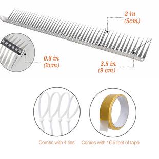 户外类威慑钉套件功多能不锈钢鸟栏刺用于屋顶窗台、鸟栅、围驱鸟