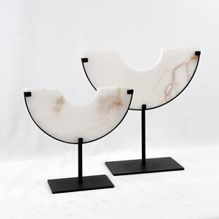 新中平式半圆玉璧装样板间客厅玄关石书房摆件雕MC-TY-71塑安扣大