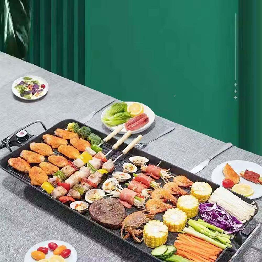110V欧规家多用功能电电烤炉无烟烤盘不铁粘电烧烤盘烤鱼烤肉机锅