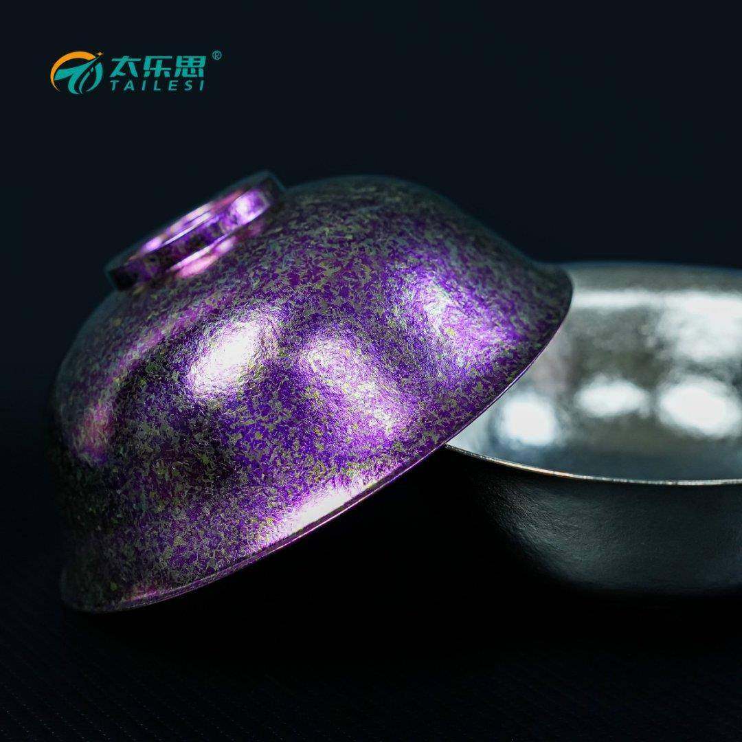 花朵纯钛1防000毫升纯钛彩色冰花碗厚双层家用饭碗烫隔热加餐具礼