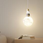 新款 北简欧大气室床头吊灯极奶油风宇儿童卧月球647航员小吊灯装