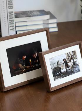 照片墙框摆台实木质6寸7寸8相黑a4洗照挂墙301320片寸胡桃装裱画