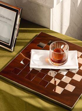 北欧轻奢高茶端OTX际象棋托盘样板房酒店家下午水国壶收纳盘摆用