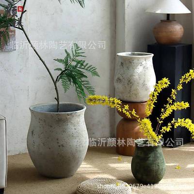 复古旧龙水泥盆花盆做大OWC号口径圆形客厅户外绿植创意落地花盆